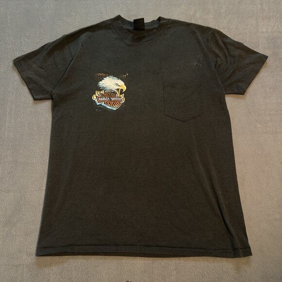 HARLEY DAVIDSON Eagle Design L T-Shirt 3D Emblem 1990 DAYTONA Bike Week 90 - Picture 3 of 9